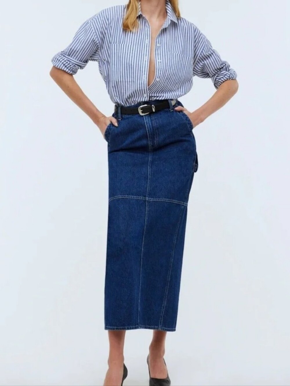 New Madewell Denim Carpenter Skirt 27